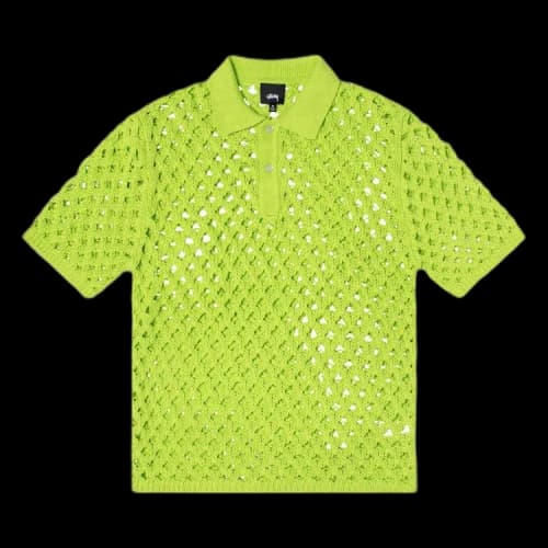 Stussy Big Mesh Polo Sweater 'Lime'