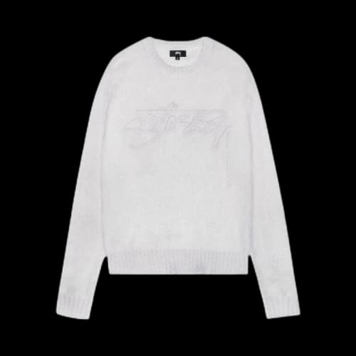 Stussy Loose Knit Logo Sweater Bone