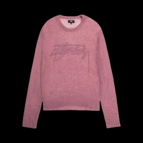 Stussy Loose Knit Logo Sweater Mauve