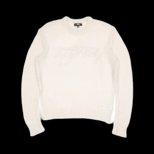 Stussy Loose Knit Logo Sweater Bone