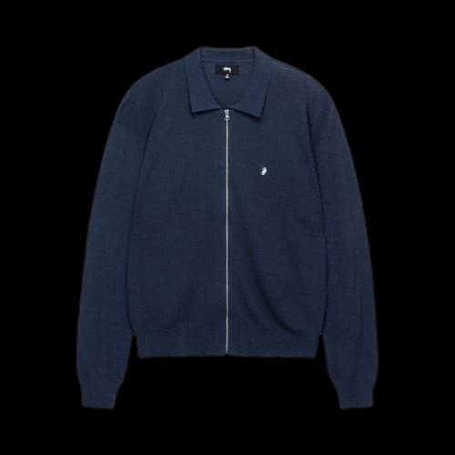 Stussy Light Weight Long-Sleeve Zip Polo 'Navy'