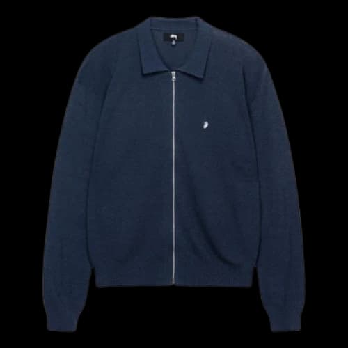 Stussy Light Weight Long-Sleeve Zip Polo 'Black Stripe'