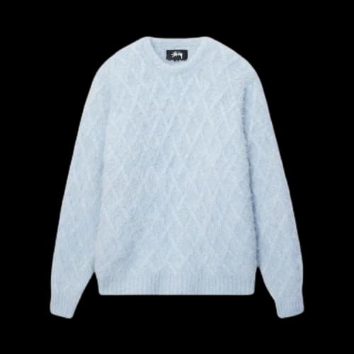 Stussy Fuzzy Lattice Crew Sweater 'Ice'