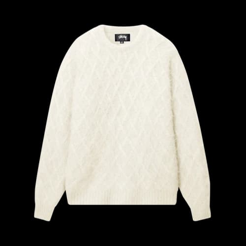 Stussy Fuzzy Lattice Crew Sweater 'Ivory'
