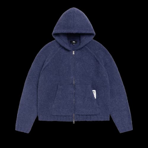 Stussy Chunky Knit Zip Hoodie Blue