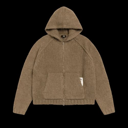 Stussy Chunky Knit Zip Hoodie 'Fossil'