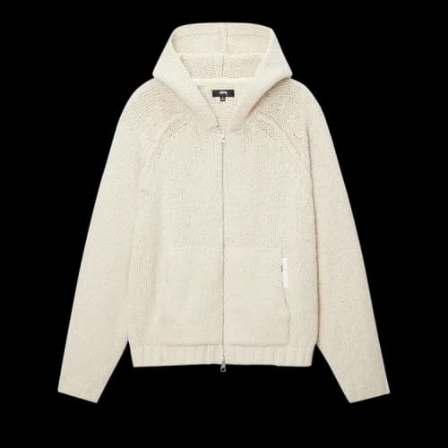 Stussy Chunky Knit Zip Hoodie Ivory