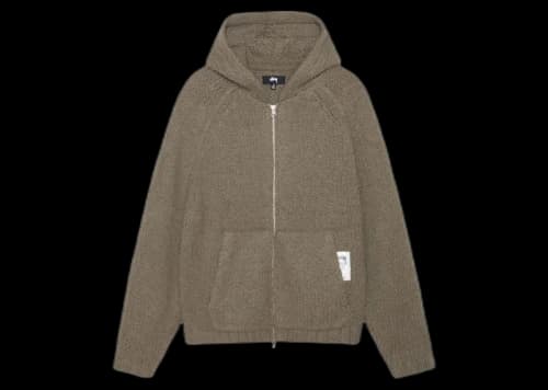 Stussy Chunky Knit Zip Hoodie Fossil