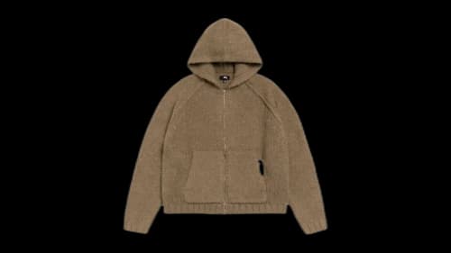 Stussy Chunky Knit Zip Hoodie (FW25) Fossil