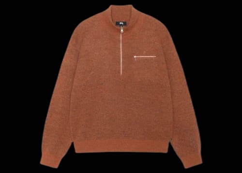 Stussy Half Zip Mock Neck Sweater Clay