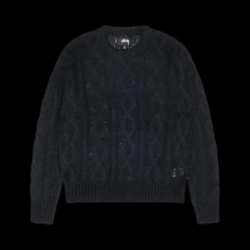 Stussy Cable Loose Knit Sweater 'Black'