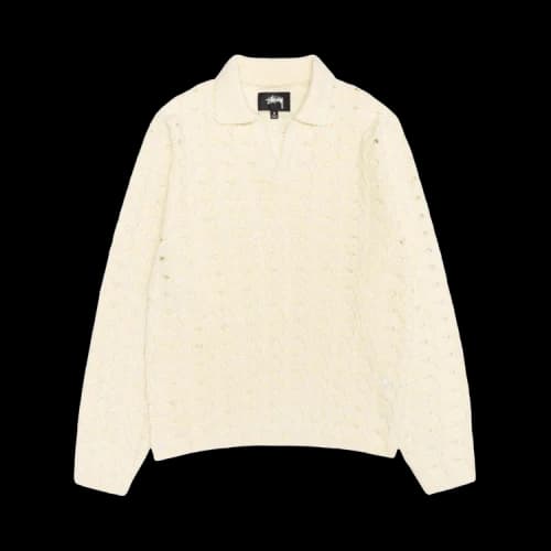 Stussy Open Knit Collared Sweater 'Ivory'
