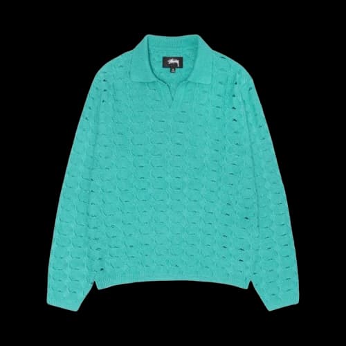 Stussy Open Knit Collared Sweater 'Teal'