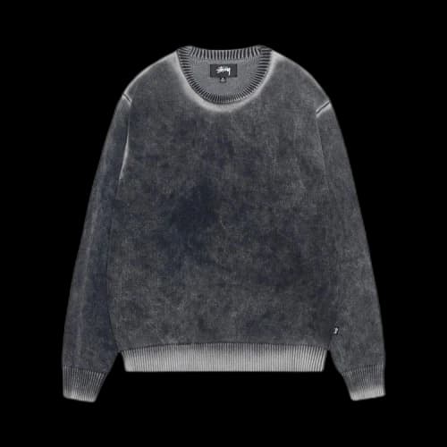 Stussy Faded Cotton Knit Crew Black