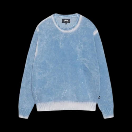 Stussy Faded Cotton Knit Crew Blue