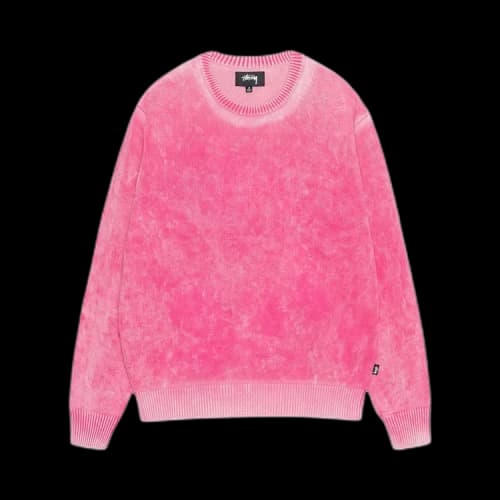 Stussy Faded Cotton Knit Crew Pink