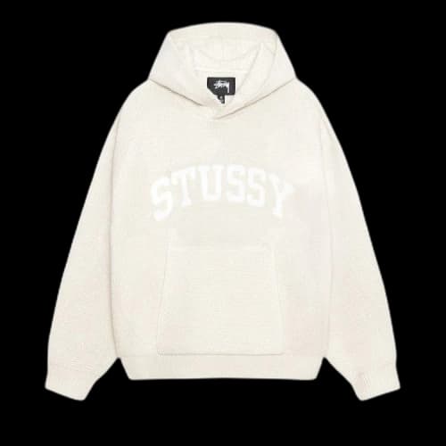 Stussy Felt Patch Knit Hoodie 'Natural'