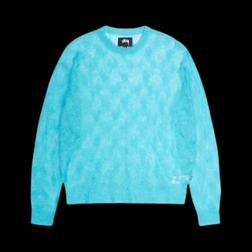 Stussy Loose Knit Cross Cable Sweater 'Cyan'