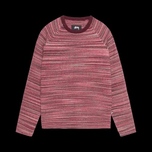 Stussy Textured Knit Contrast Collar Crew 'Red Multi'