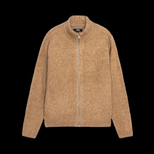 Stussy Full Zip Brushed Merino Sweater 'Camel'