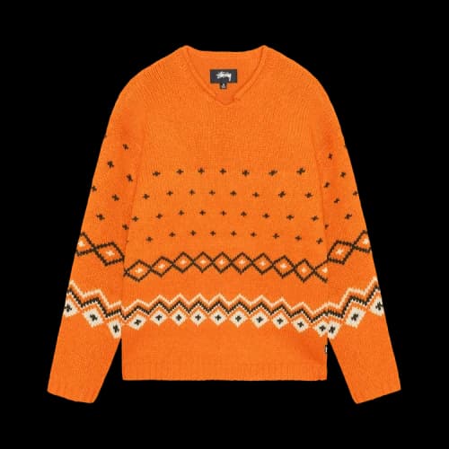 Stussy Roll Neck Fairisle Sweater Orange