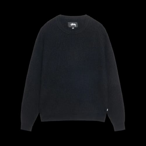 Stussy Waffle Knit Cashmere Crew Black