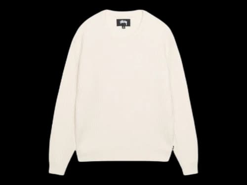 Stussy Waffle Knit Cashmere Crew Natural