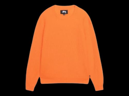 Stussy Waffle Knit Cashmere Crew Bright Orange