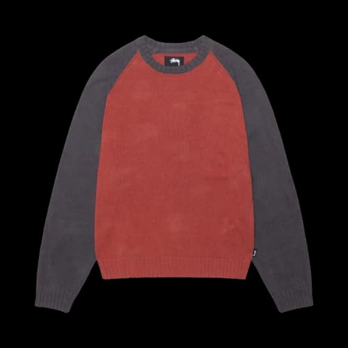 Stussy Colorblocked Raglan Knit Crew 'Brick'