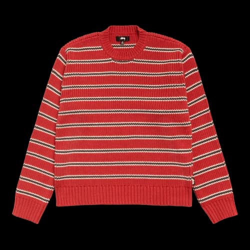 Stussy Stripe Knit Crew 'Brick'