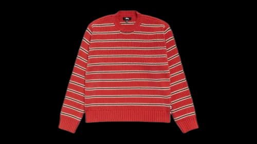 Stussy Chunky Cotton Stripe Sweater Brick
