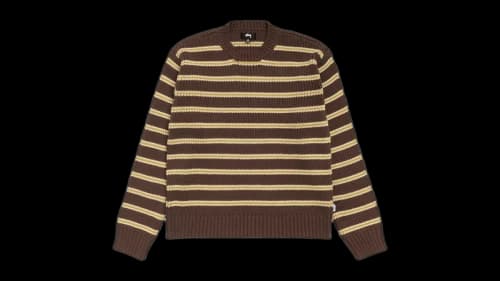 Stussy Chunky Cotton Stripe Sweater Forest