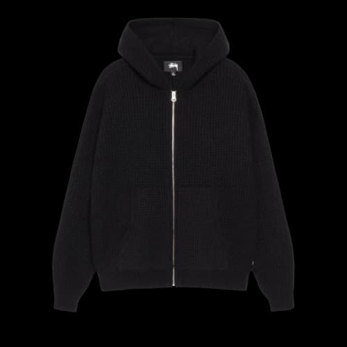Stussy Waffle Cashmere Zip Hoodie 'Black'