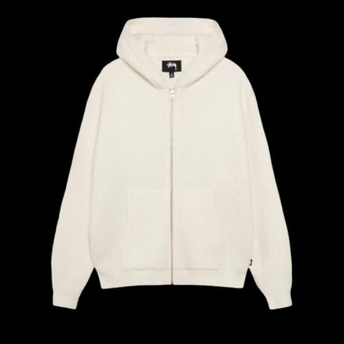 Stussy Waffle Cashmere Zip Hoodie 'Ivory'