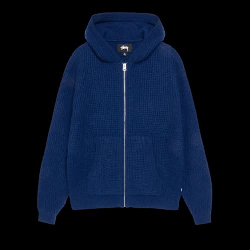 Stussy Waffle Cashmere Zip Hoodie 'Navy'