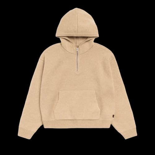 Stussy Quarter Zip Knit Hoodie 'Tan'