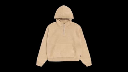 Stussy Quarter Zip Knit Hoodie Tan