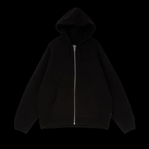 Stussy Textured Zip Hooded Sweater 'Black'