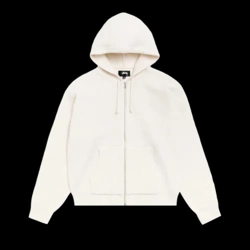 Stussy Textured Zip Hooded Sweater 'Bone'