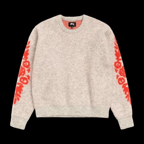 Stussy Mohair Flower Sweater 'Grey Heather'