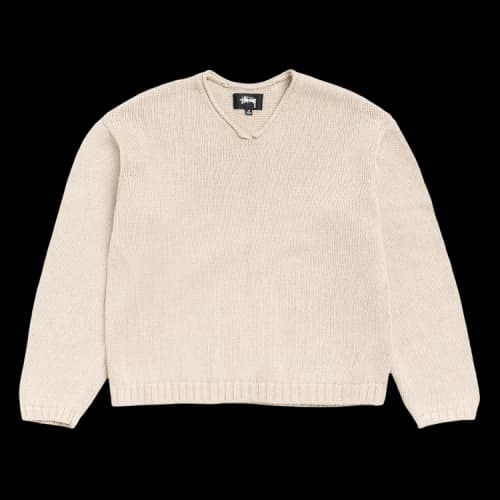 Stussy Roll V Neck Sweater 'Oatmeal'