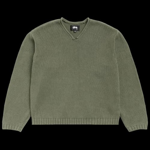 Stussy Roll V Neck Sweater 'Olive'