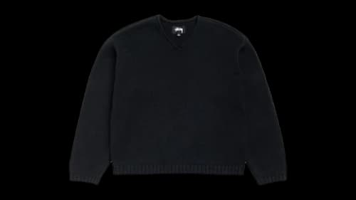Stussy Roll V Neck Sweater Black