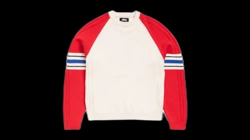 Stussy Stripe Raglan Crew Red