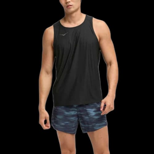 HOKA ONE ONE Tank Tops Men's Black Crew Neck Moderate Other