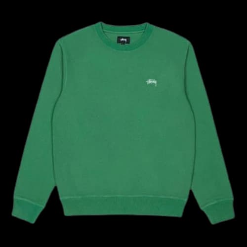 Stussy Stock Fleece Lined Round Neck Pullover Green
