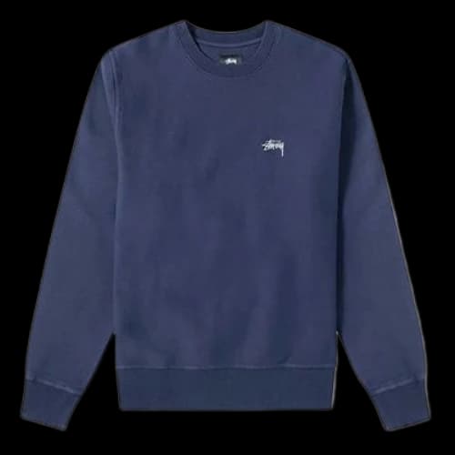 Stussy Stock Logo logo Fleece Lined Round Neck Navy Blue