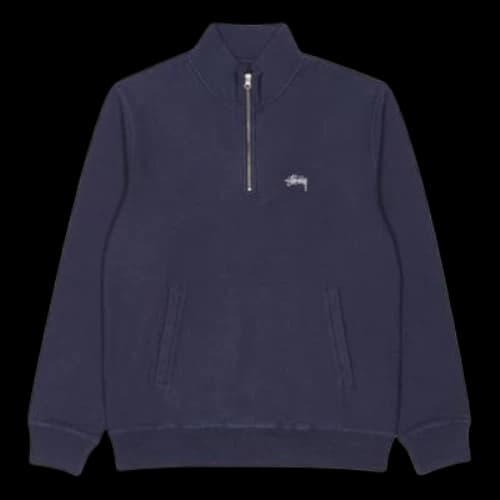 Stussy Casual Alphabet Embroidered Fleece Lined Navy Blue