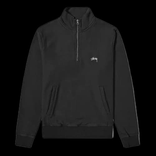 Stussy Stock Fleece Mock Fleece Lined Stand Collar Half Zipper 'Black Orange'
