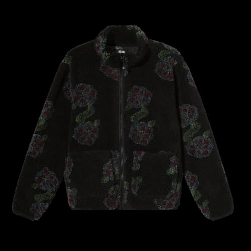 Stussy Flor Sherpa Mock Neck Jacket 'Black'